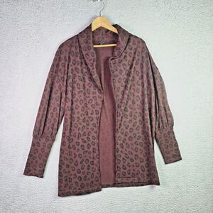 Ann Taylor Open Front Leopard Cardigan Large Brown Black Trendy Fall Workwear